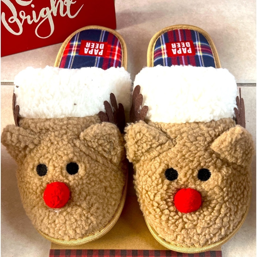 PAPA DEER MEN’S WARM & FUZZY SLIPPERS NWT SIZE LARGE 11-12